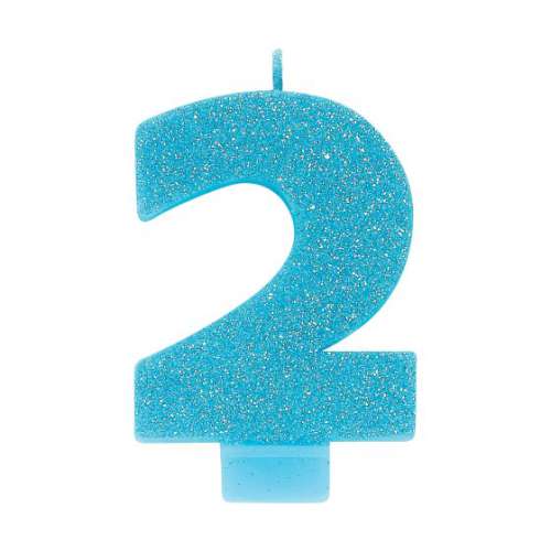 Sparkly Blue Candle - No 2 - Click Image to Close